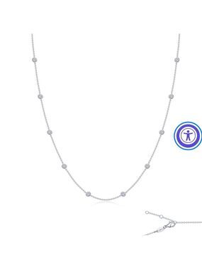 Lafonn Simulated Diamond Classic Bezele Station Necklace, 1.10ctw